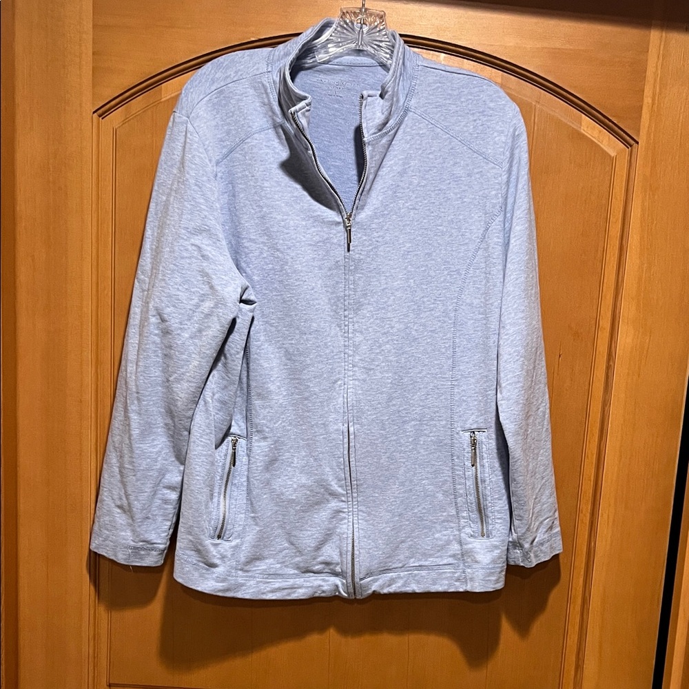 Karen Scott Sport Sky Blue Lightweight Zip-Front Jacket
